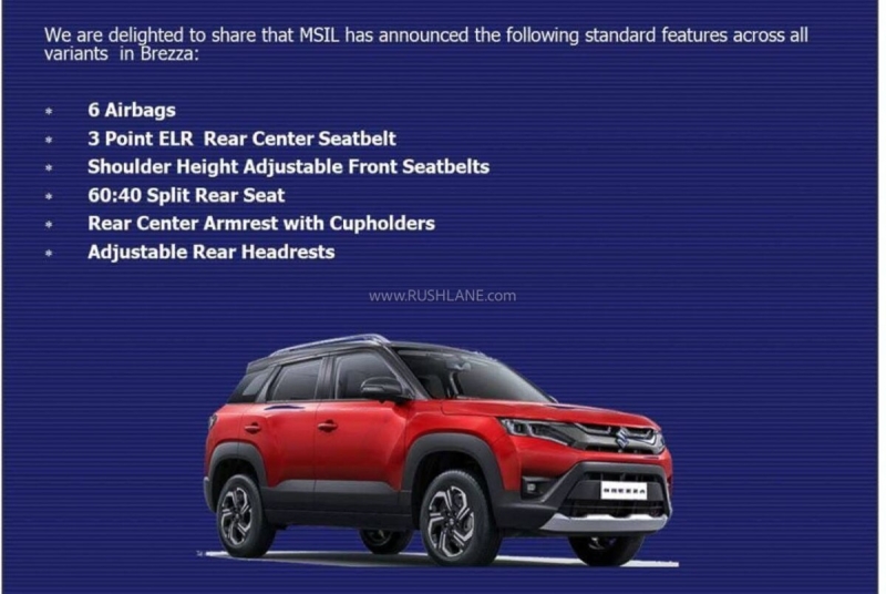 Suzuki Brezza 2025 получила дополнительное оборудование